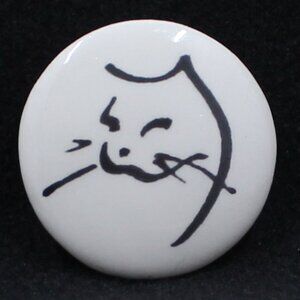 Earthenware Jewelry Black & White Cat Brooch
